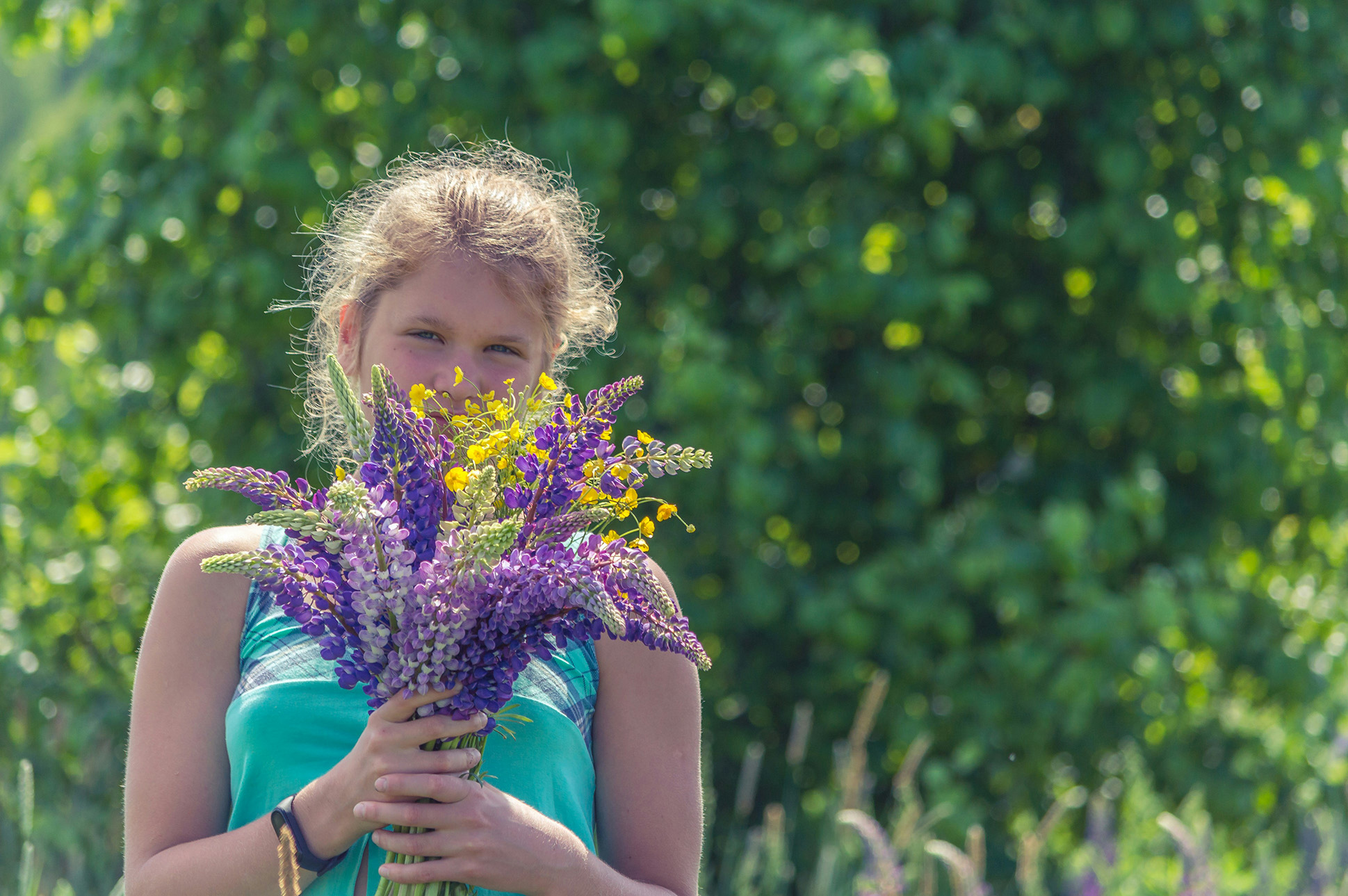 teenager in a garden